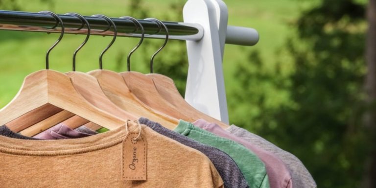 hemp clothes hanging on rack