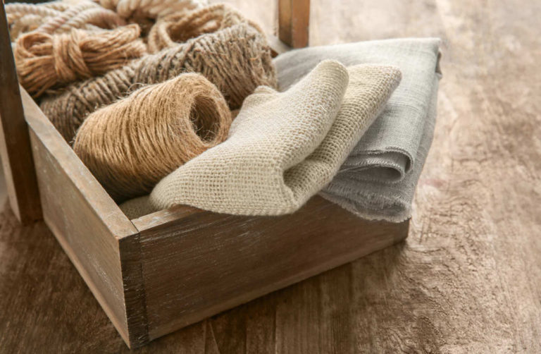 basket of hemp fabric